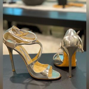 JIMMY CHOO Lance Silver Strappy Sandal